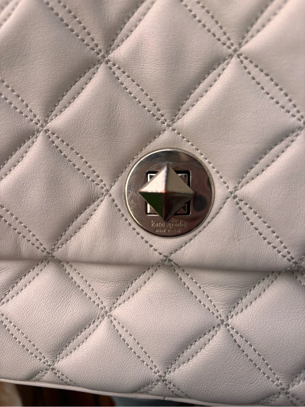 kate spade Quilted Cream Shoulder Bag with Gold Chain
